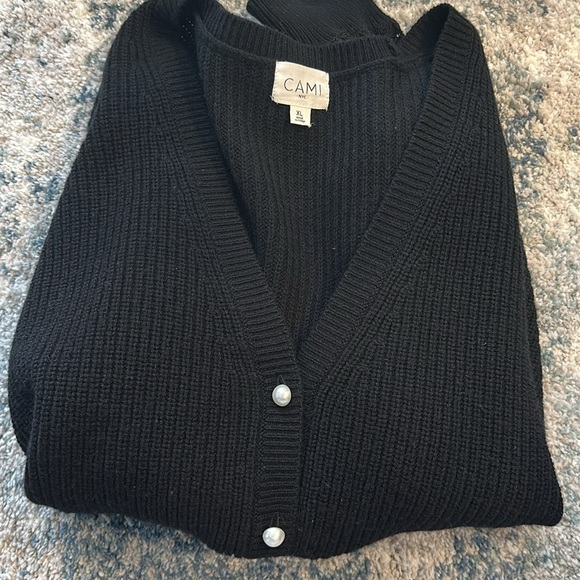 Cami NYC Beth Lace Sleeve Wool Cardigan Sweater with Pearl Buttons - Picture 2 of 3